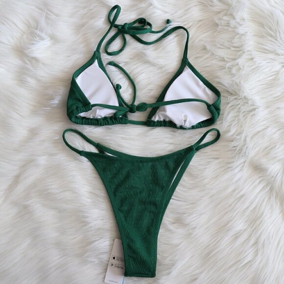 NEW Green String Triangle Bikini Set Size Small - Picture 6 of 9